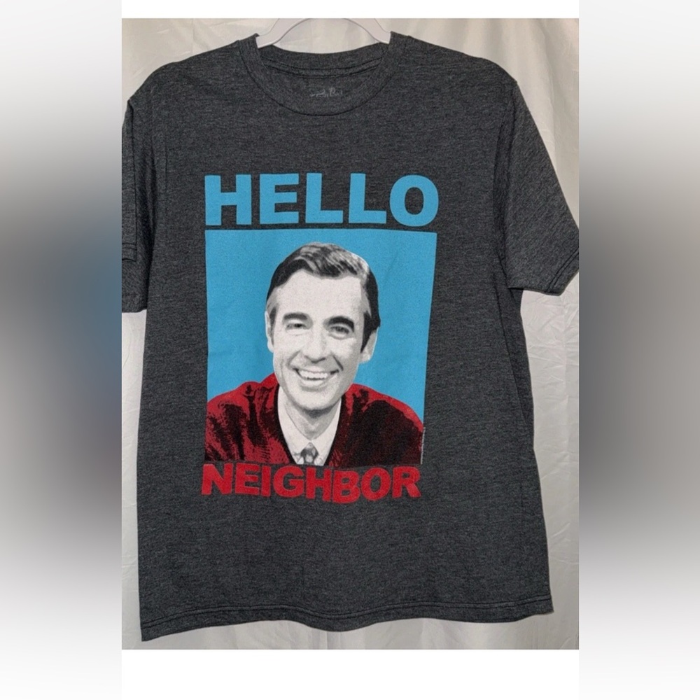 Mr Roger’s mens Gray Graphic T-Shirt - Hello Neighbor Design